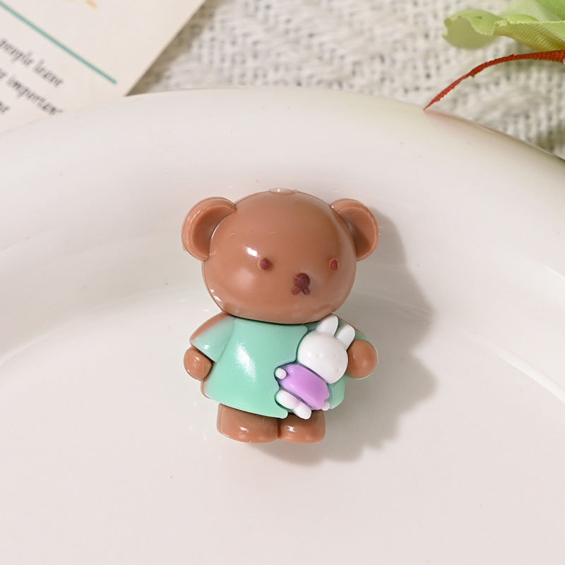 New Cartoon Soft Rubber 3D Bear Through-Hole Beads for DIY Phone Chain Keychain Bag Pendant Materials