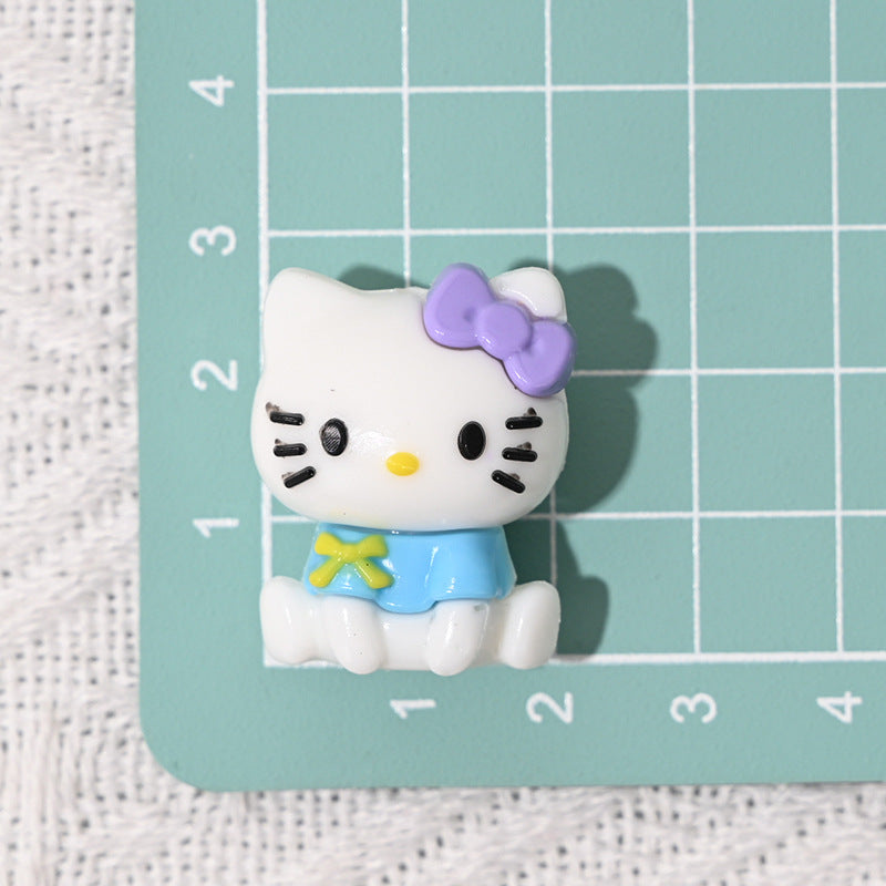Sitting Posture Internet Celebrity Hello Kitty Cartoon Rubber Beads KT Cat Bowknot Hole Loose Beads DIY Phone Chain Accessories Wholesale