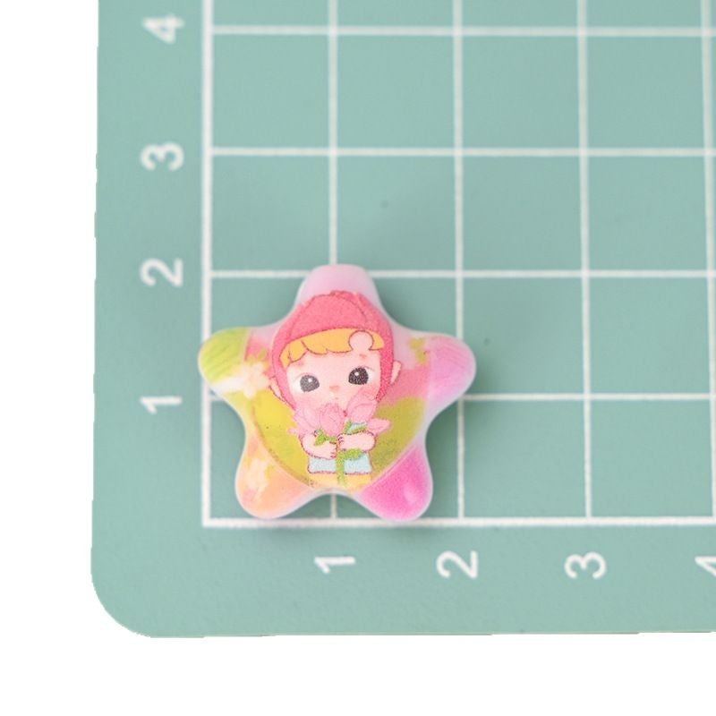 Labubu Oil Painting Star Beads Illustration Beads DIY Phone Chain Accessories Loose Beads Bag Hanging Beads Pen Materials