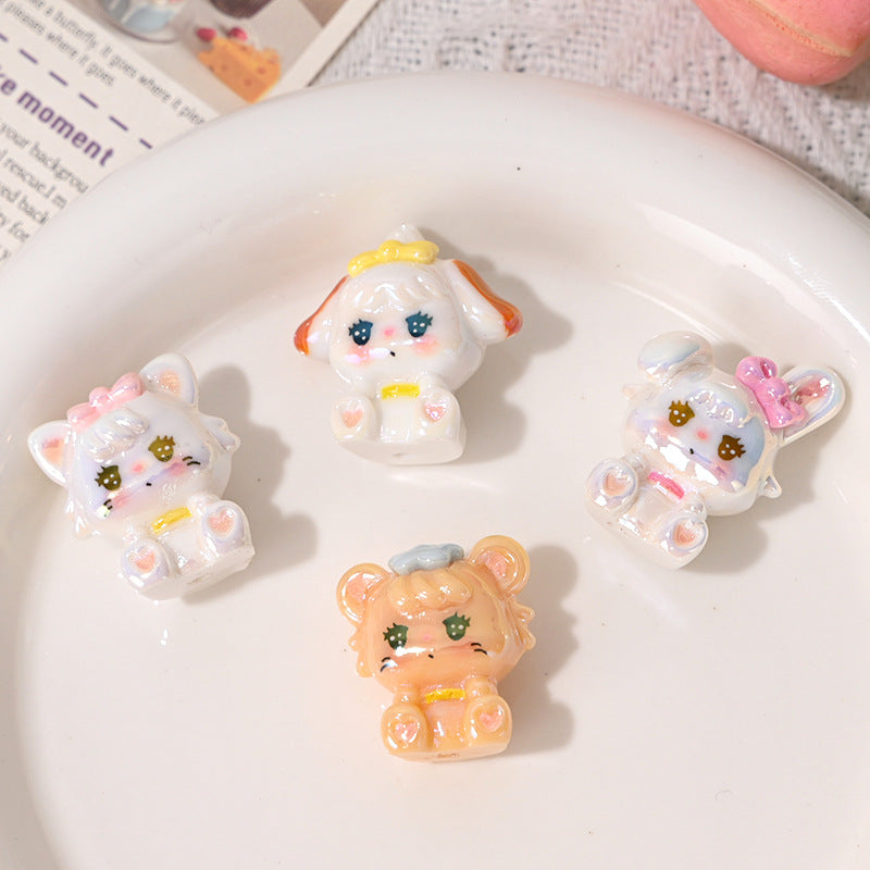 UV Plated Colorful 3D Strap Pants Cat DIY Phone Chain Accessories Beaded Pen Handmade Loose Beads Cute Wholesale