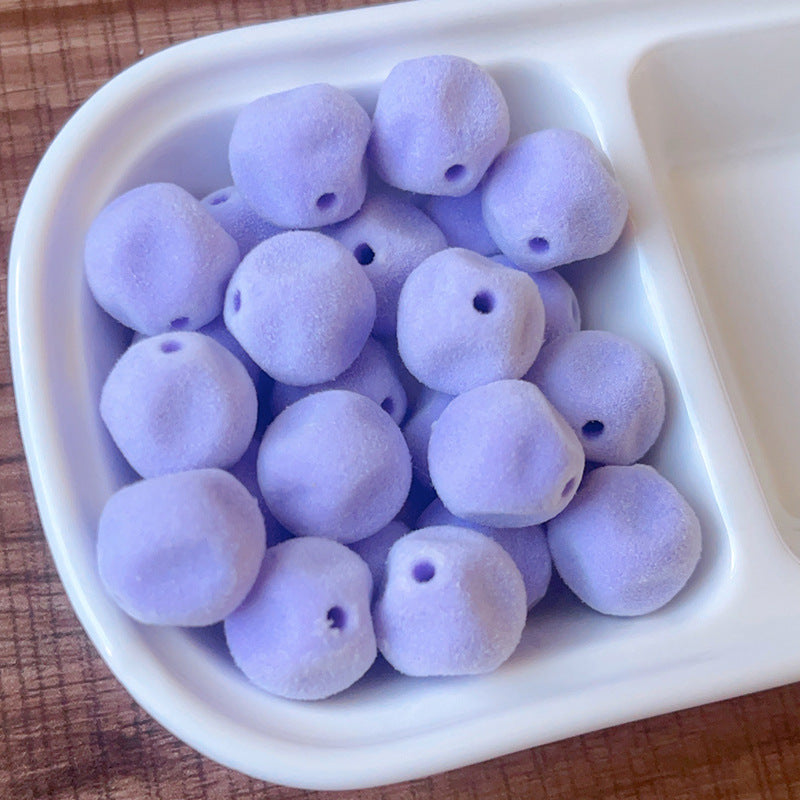 Macaron Color Series Autumn Winter Flocked Fig Beaded Bag Pendant Phone Chain DIY Handmade Accessories