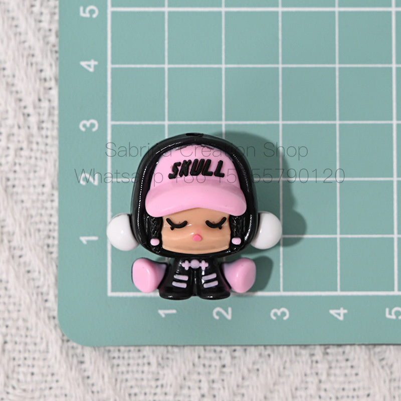 SP Rubber Beads Foam Matt 3D Cute Wanderer Series Hole Beads DIY Phone Chain Accessories Wholesale