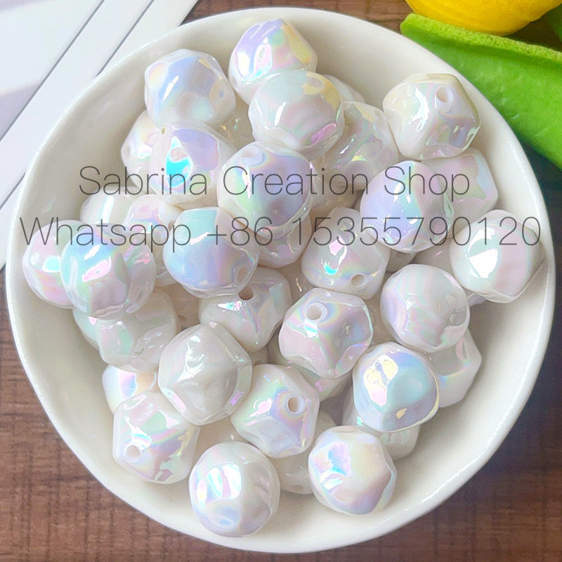 12mm Solid Color Plated AB Acrylic Fig Through Hole Loose Beads DIY Phone Chain Bracelet Handmade Beading Material Bulk