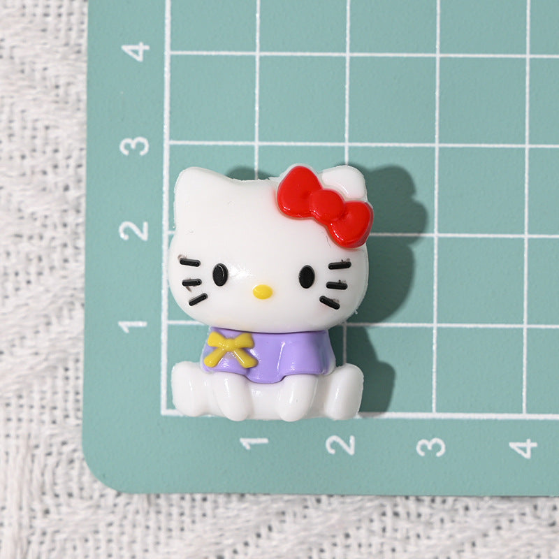 Sitting Posture Internet Celebrity Hello Kitty Cartoon Rubber Beads KT Cat Bowknot Hole Loose Beads DIY Phone Chain Accessories Wholesale