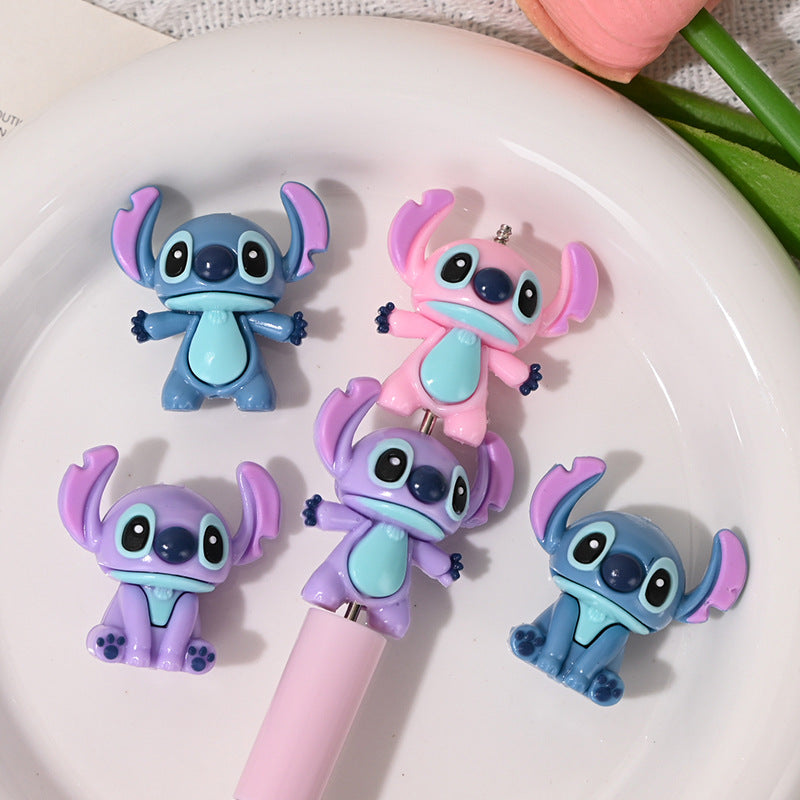 50pcs- 3D Stitch Hole-Punched 3D Cute Rubber Beads DIY Phone Chain Accessories Beaded Pen Accessories Wholesale