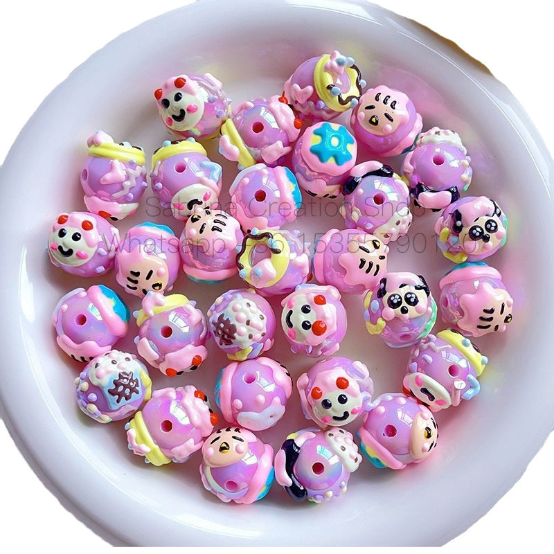 50pcs-Acrylic Heavy Hand Painted Cartoon Pig Cute Beads Car Hanger Mobile Chain DIY Accessory