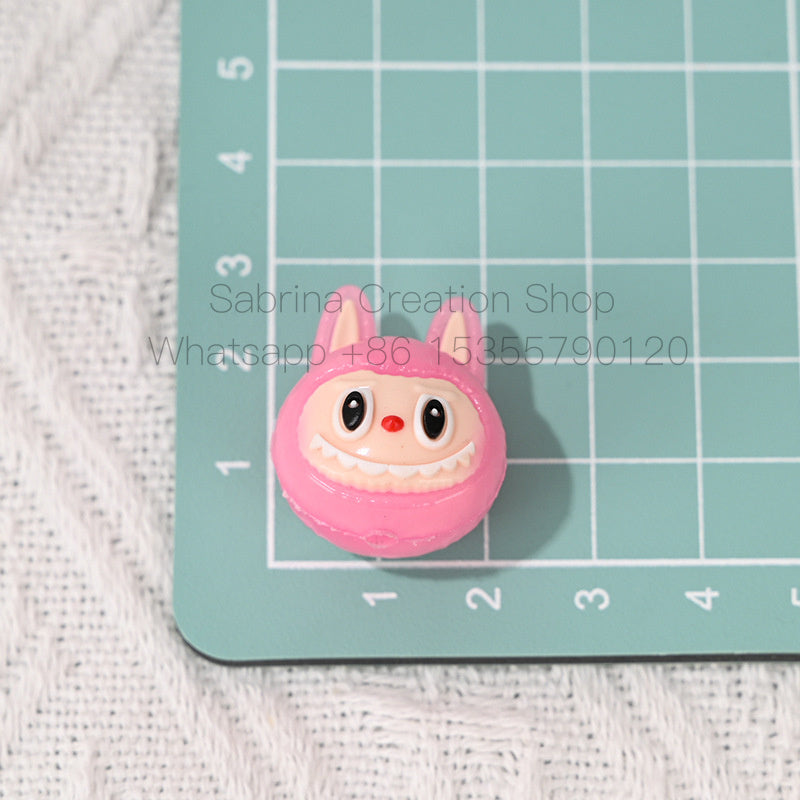 50pcs-New Soft Rubber Cartoon Labubu Head Straight Hole Beads DIY Phone Chain Accessories Children's Bracelet Beads Wholesale