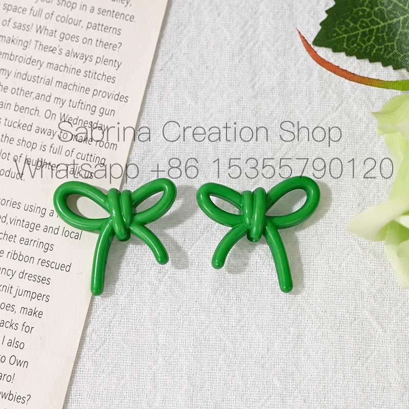 27mm Bowknot Acrylic Beads Through Hole Bow Tie DIY Phone Chain Accessories Beading Pen Materials Loose Beads