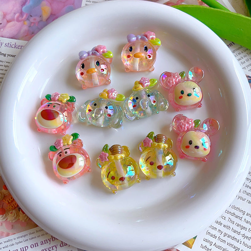50pcs-Acrylic Heavy Hand Painted Cartoon Pig Cute Beads Car Hanger Mobile Chain DIY Accessory