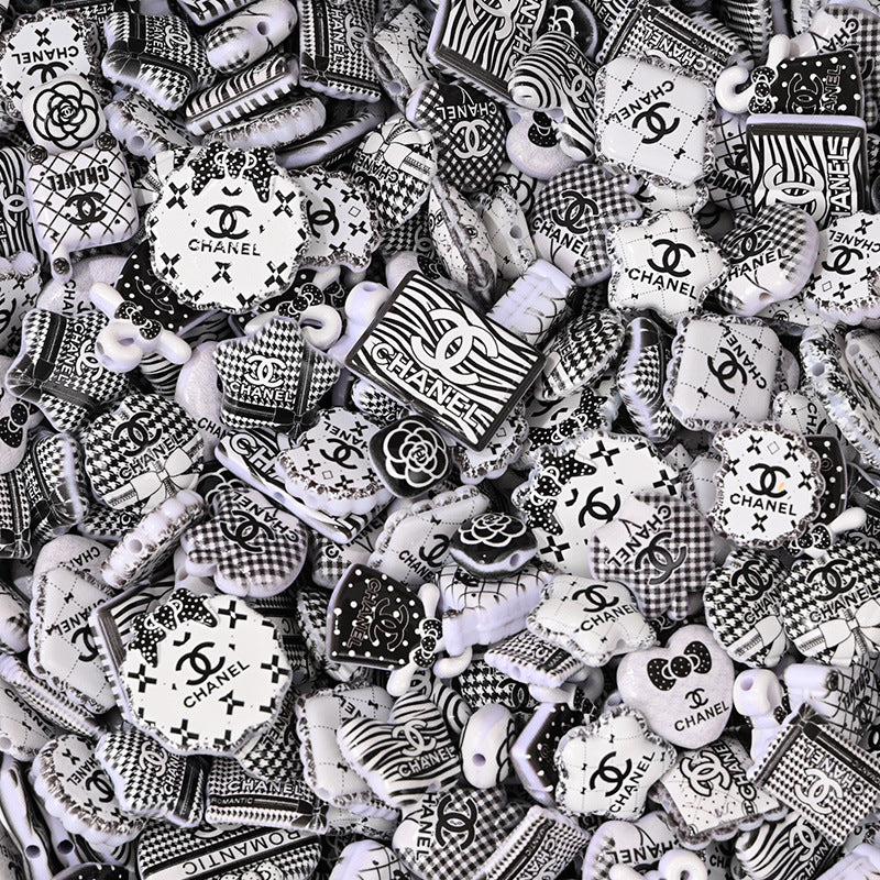 100pcs-Designer Floral Beaded Heart Bag Charm DIY Phone Chain AccessoryBeaded Decoration