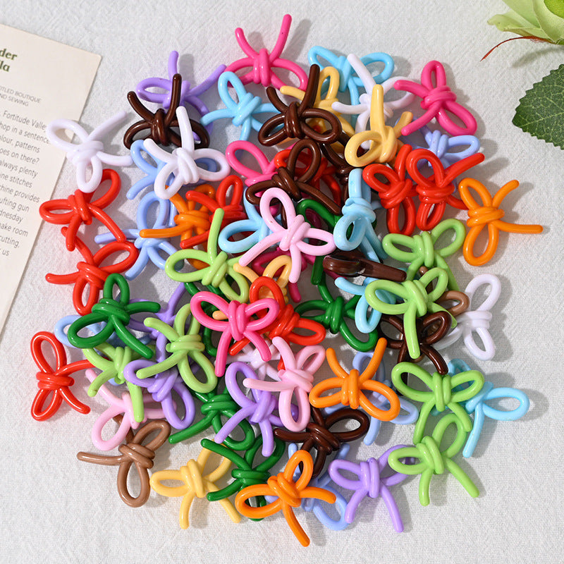 27mm Bowknot Acrylic Beads Through Hole Bow Tie DIY Phone Chain Accessories Beading Pen Materials Loose Beads