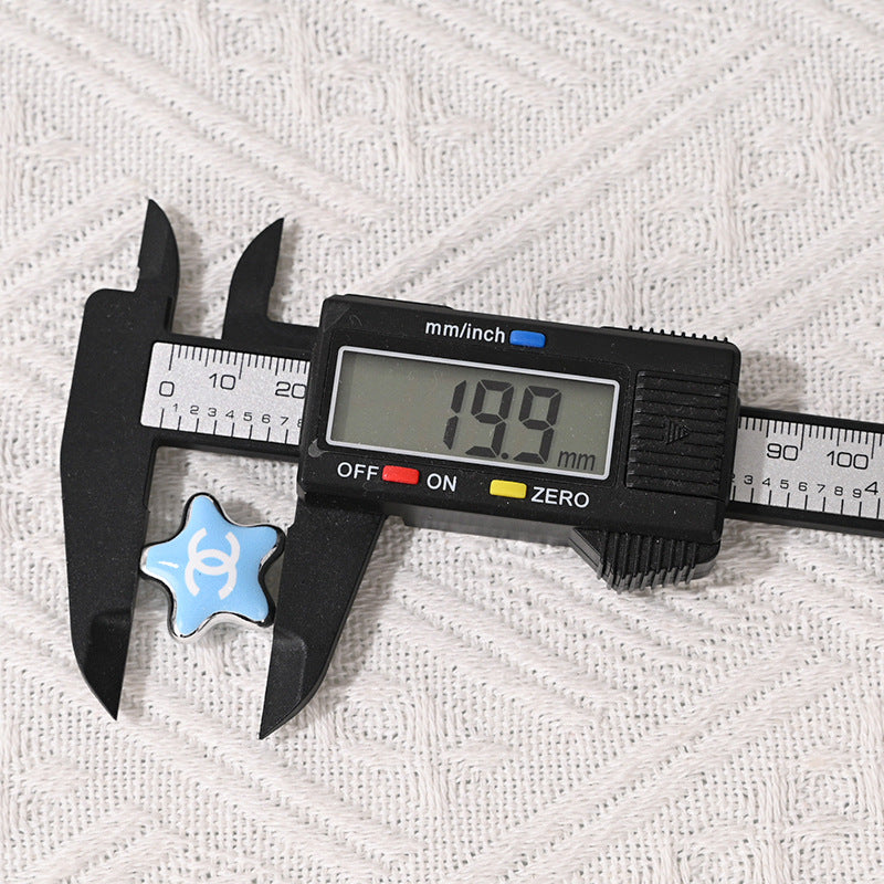 New Arrival CC Brand Double C Five-Pointed Star Hollow Beads UV Colored Double-Sided Printed DIY Mobile Phone Chain Accessories