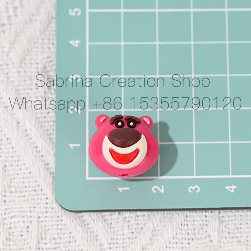 Perforated Cartoon Small Animal Soft Rubber Beads DIY Phone Chain Accessories Handmade Keychain Beads Pen Loose Beads