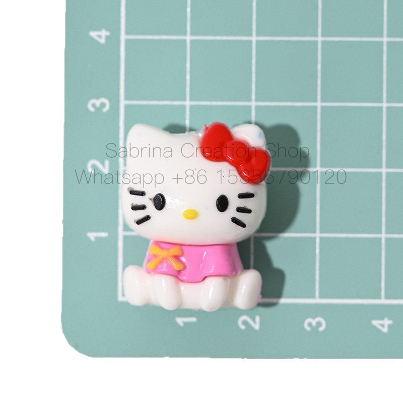 Sitting Posture Internet Celebrity Hello Kitty Cartoon Rubber Beads KT Cat Bowknot Hole Loose Beads DIY Phone Chain Accessories Wholesale