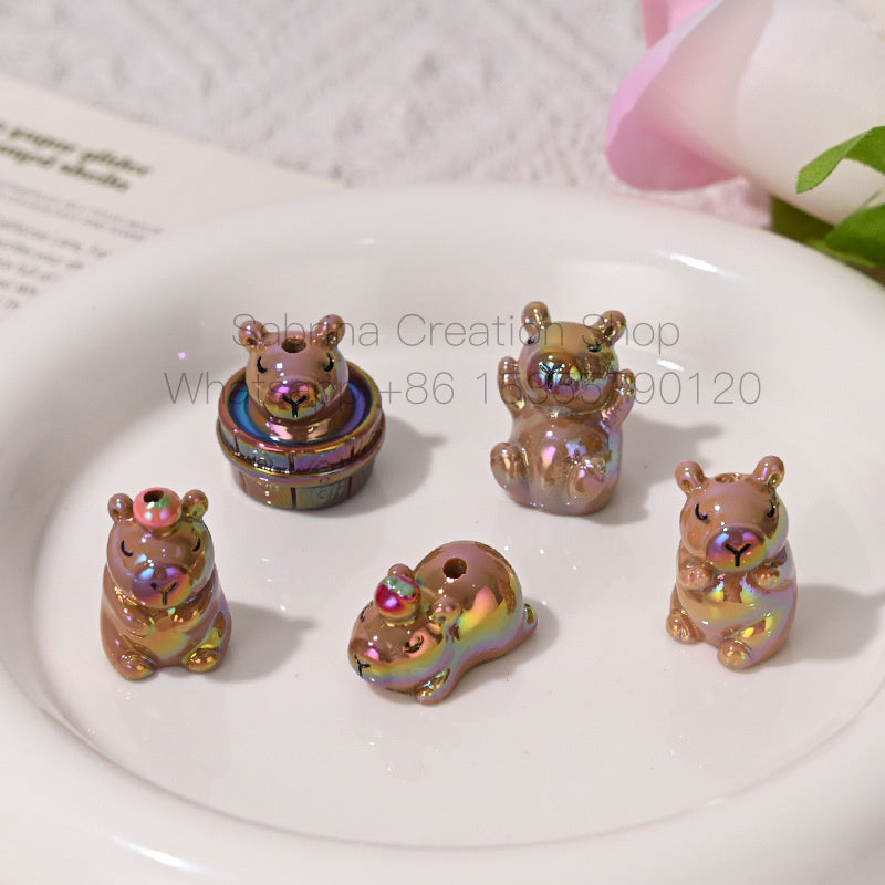 50pcs-Acrylic Heavy Hand Painted Cartoon Pig Cute Beads Car Hanger Mobile Chain DIY Accessory