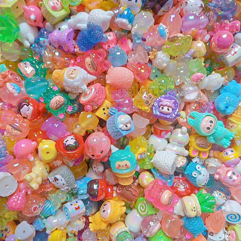 50pcs-Acrylic Heavy Hand Painted Cartoon Pig Cute Beads Car Hanger Mobile Chain DIY Accessory