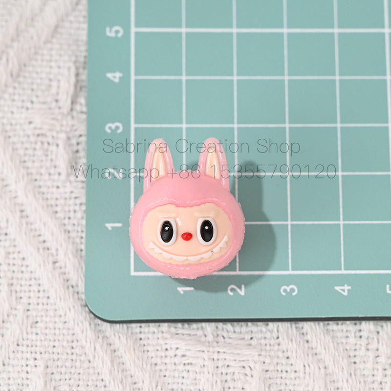 50pcs-New Soft Rubber Cartoon Labubu Head Straight Hole Beads DIY Phone Chain Accessories Children's Bracelet Beads Wholesale