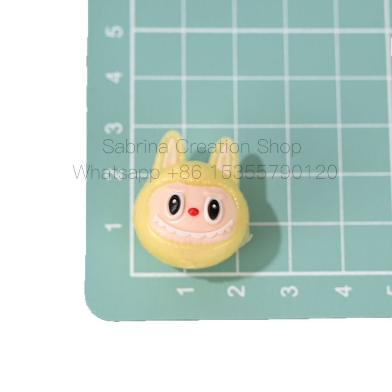 50pcs-New Soft Rubber Cartoon Labubu Head Straight Hole Beads DIY Phone Chain Accessories Children's Bracelet Beads Wholesale