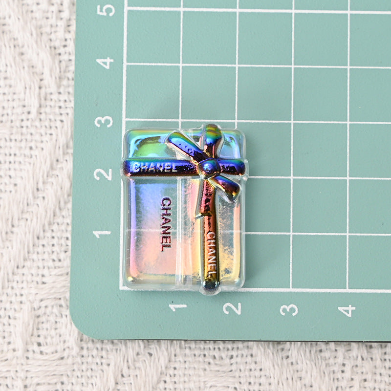 UV Electroplated Colorful Big Brand Gift Box Straight Hole Beads DIY Bead Pen Phone Chain Keychain Jewelry Material Bulk