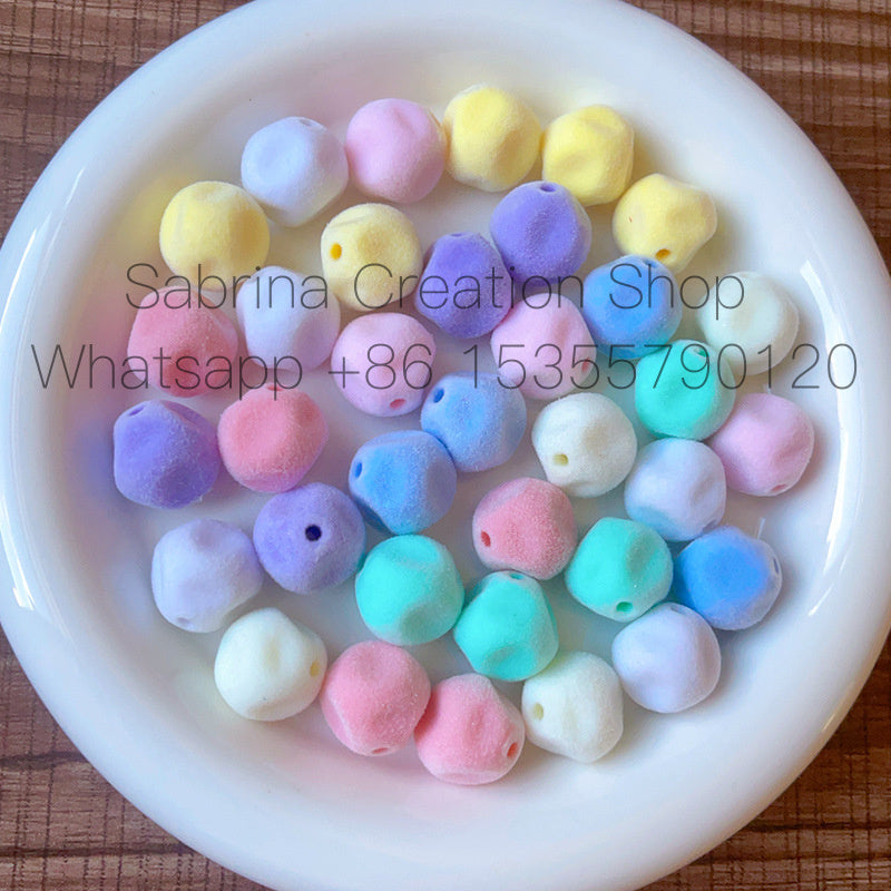 Macaron Color Series Autumn Winter Flocked Fig Beaded Bag Pendant Phone Chain DIY Handmade Accessories