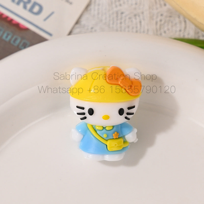 3D HK Beads Charms Dress-Up Diary KT Cat Rubber Beads with Holes Cute DIY Phone Chain Keychain Accessories Beaded Pen