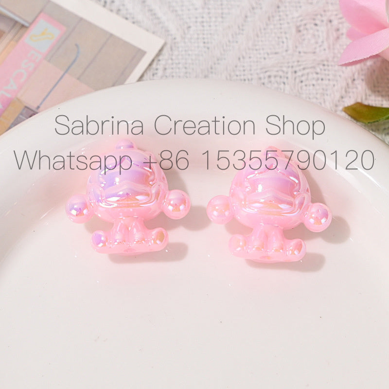 UV Plated Color SP Base Cute Loose Beads Wholesale Mixed DIY Phone Chain Beads String Beads Pen Bag Hanging Chain Accessories