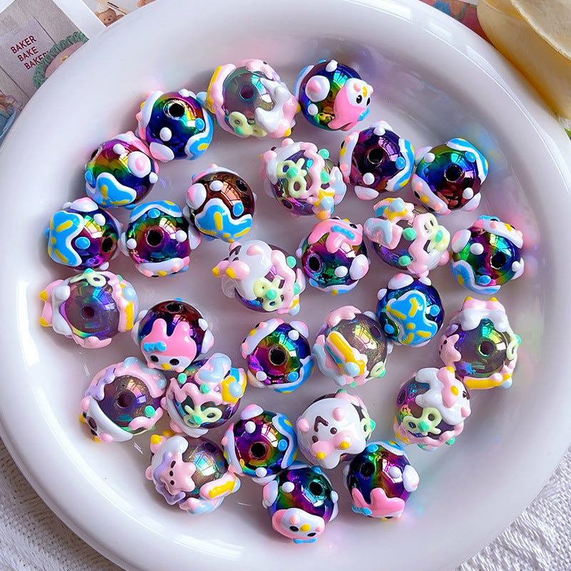 50pcs-Acrylic Heavy Hand Painted Cartoon Pig Cute Beads Car Hanger Mobile Chain DIY Accessory