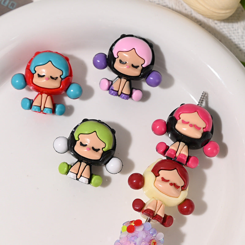 Perforated Cartoon SP Trendy Cute Rubber Beads DIY Phone Chain Accessories Beaded Pen Loose Beads Wholesale