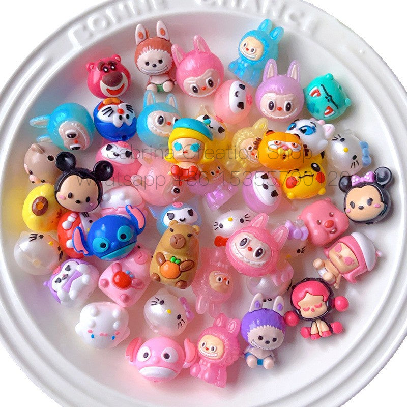 50pcs- Cute Soft Rubber Beads Mixed DIY Phone Chain Accessories Keychain Silicone Material Wholesale