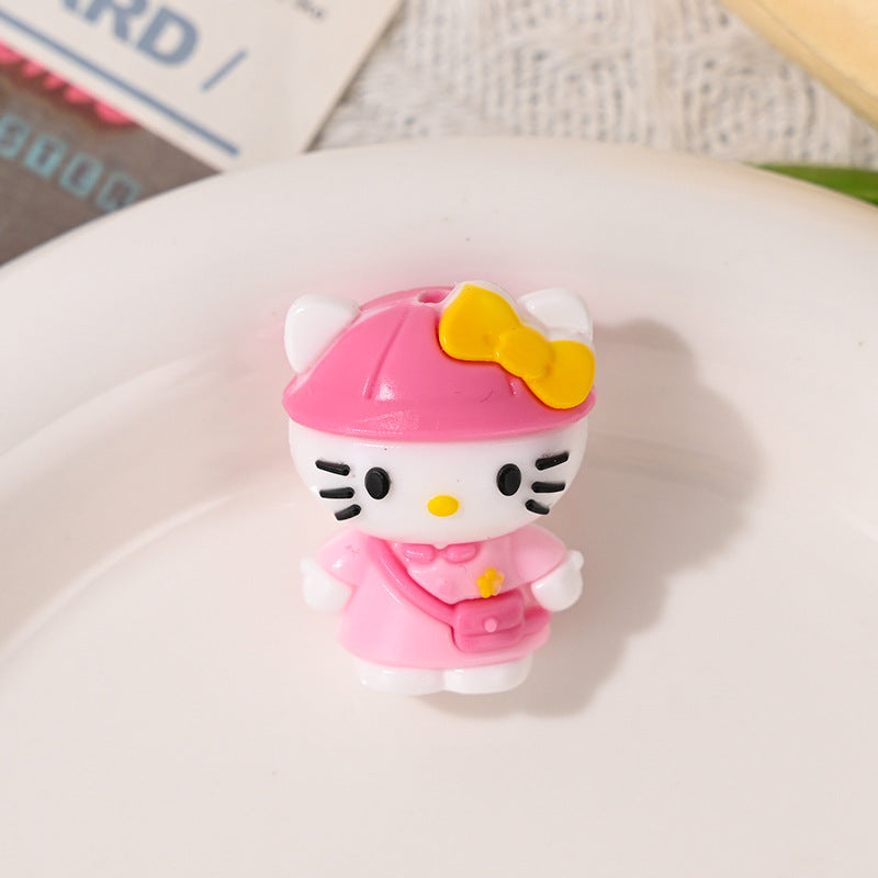 3D HK Beads Charms Dress-Up Diary KT Cat Rubber Beads with Holes Cute DIY Phone Chain Keychain Accessories Beaded Pen