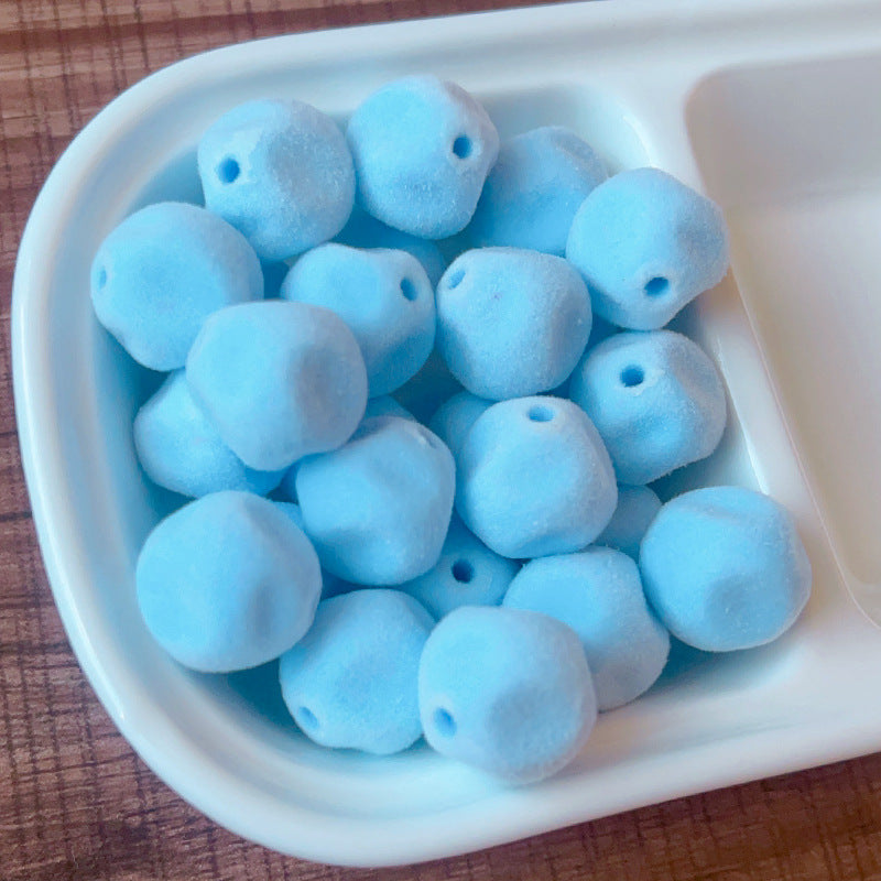 Macaron Color Series Autumn Winter Flocked Fig Beaded Bag Pendant Phone Chain DIY Handmade Accessories