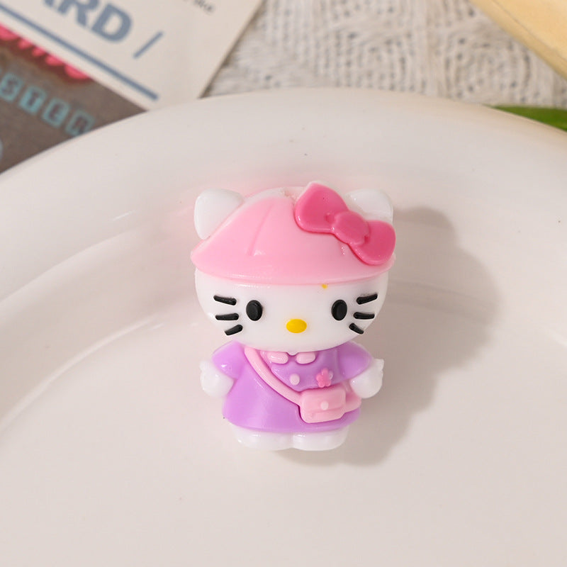 3D HK Beads Charms Dress-Up Diary KT Cat Rubber Beads with Holes Cute DIY Phone Chain Keychain Accessories Beaded Pen