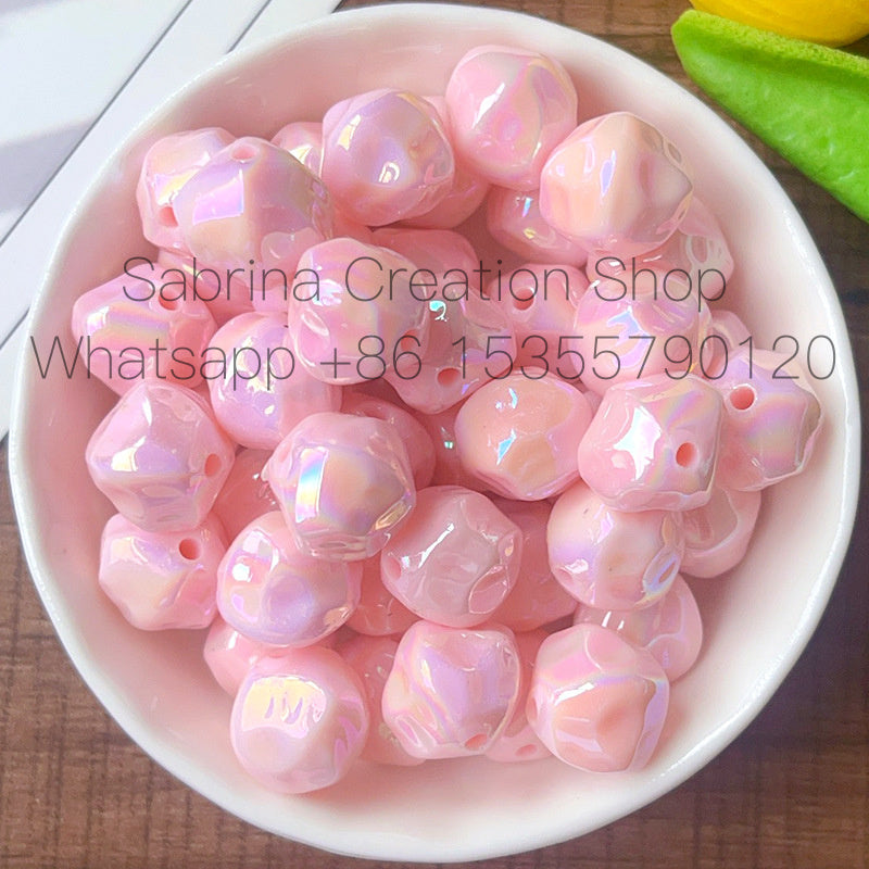 12mm Solid Color Plated AB Acrylic Fig Through Hole Loose Beads DIY Phone Chain Bracelet Handmade Beading Material Bulk