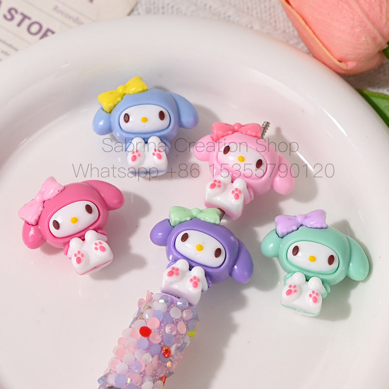 3D Melody Sanrio Through-Hole Rubber Beads DIY Phone Chain Accessories Beaded Pen Loose Beads Wholesale