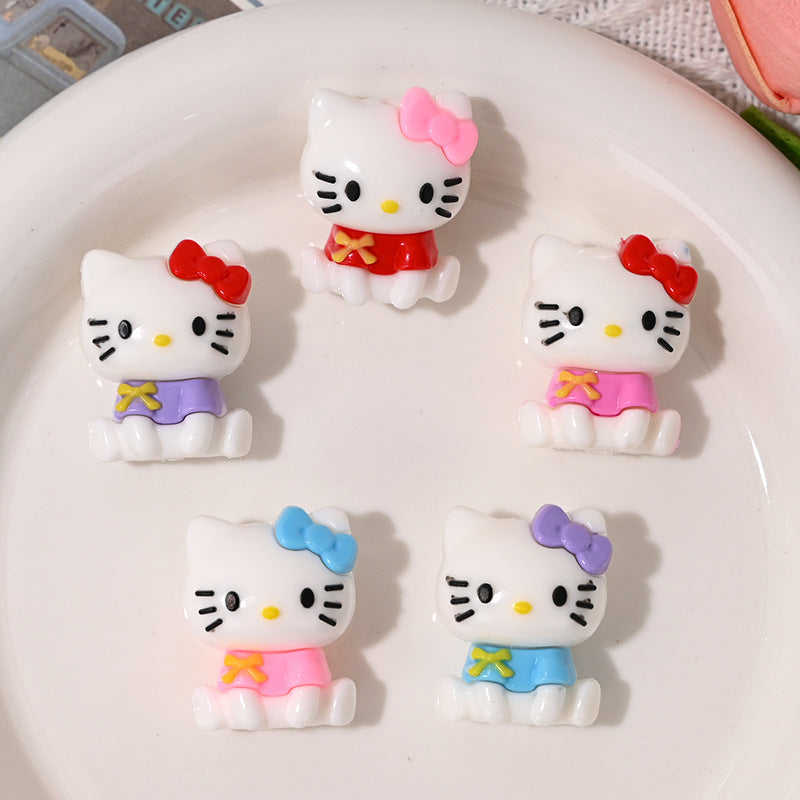 Sitting Posture Internet Celebrity Hello Kitty Cartoon Rubber Beads KT Cat Bowknot Hole Loose Beads DIY Phone Chain Accessories Wholesale