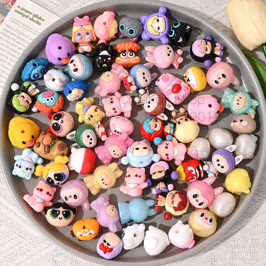 Cartoon Mixed Style 3D Rubber Beads DIY Phone Chain Accessories Beaded Pen Silicone Cute Beads for Dolls Wholesale