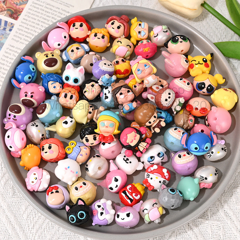 50pcs- Cute Soft Rubber Beads Mixed DIY Phone Chain Accessories Keychain Silicone Material Wholesale