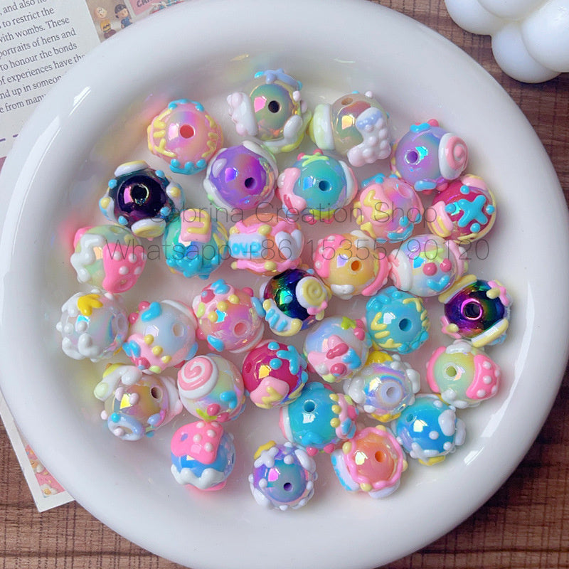 50pcs-Acrylic Heavy Hand Painted Cartoon Pig Cute Beads Car Hanger Mobile Chain DIY Accessory