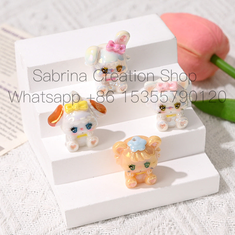 UV Plated Colorful 3D Strap Pants Cat DIY Phone Chain Accessories Beaded Pen Handmade Loose Beads Cute Wholesale