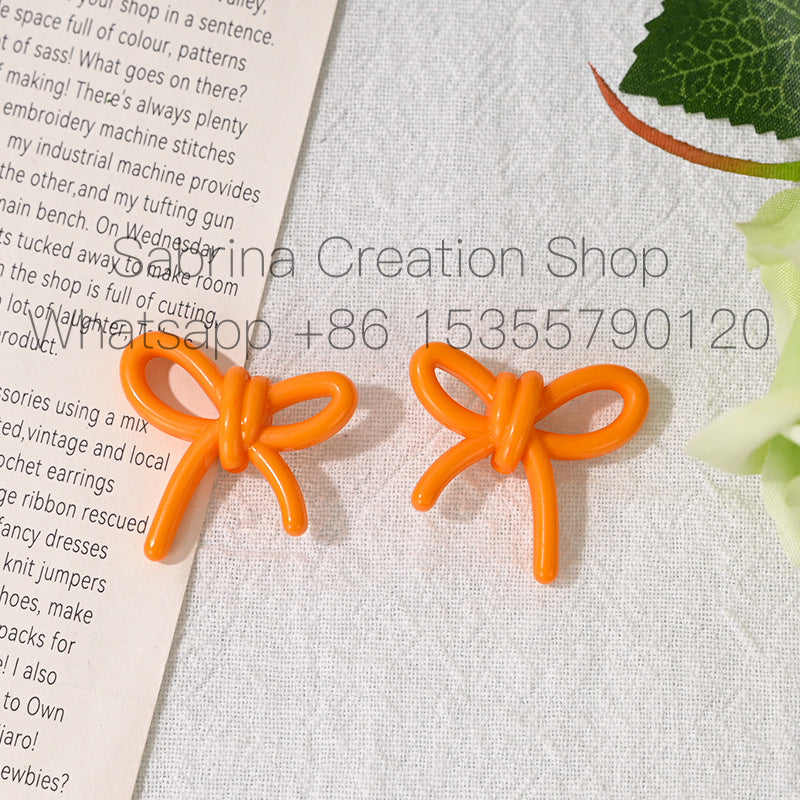 27mm Bowknot Acrylic Beads Through Hole Bow Tie DIY Phone Chain Accessories Beading Pen Materials Loose Beads