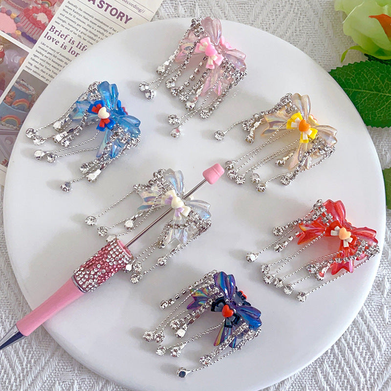 Handcrafted Heavy-duty Bowknot Tassel Loose Beads DIY Phone Chain Beaded Pen Irregular Beads Bag Chain Jewelry Accessories