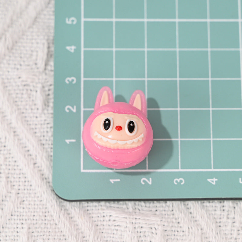 50pcs-New Soft Rubber Cartoon Labubu Head Straight Hole Beads DIY Phone Chain Accessories Children's Bracelet Beads Wholesale