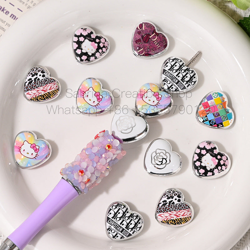 Designer CC Heart Beads KT Cat Beaded Pen DIY Phone Chain Accessories Car Hanging Loose Beads Wholesale