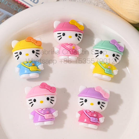 3D HK Beads Charms Dress-Up Diary KT Cat Rubber Beads with Holes Cute DIY Phone Chain Keychain Accessories Beaded Pen