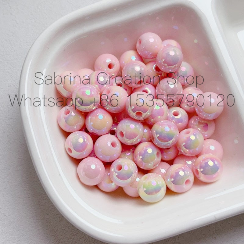 8-12mm Mabe Luminous Solid Color Straight Hole Round Beads DIY Phone Chain Necklace Beading Materials Jewelry Accessories
