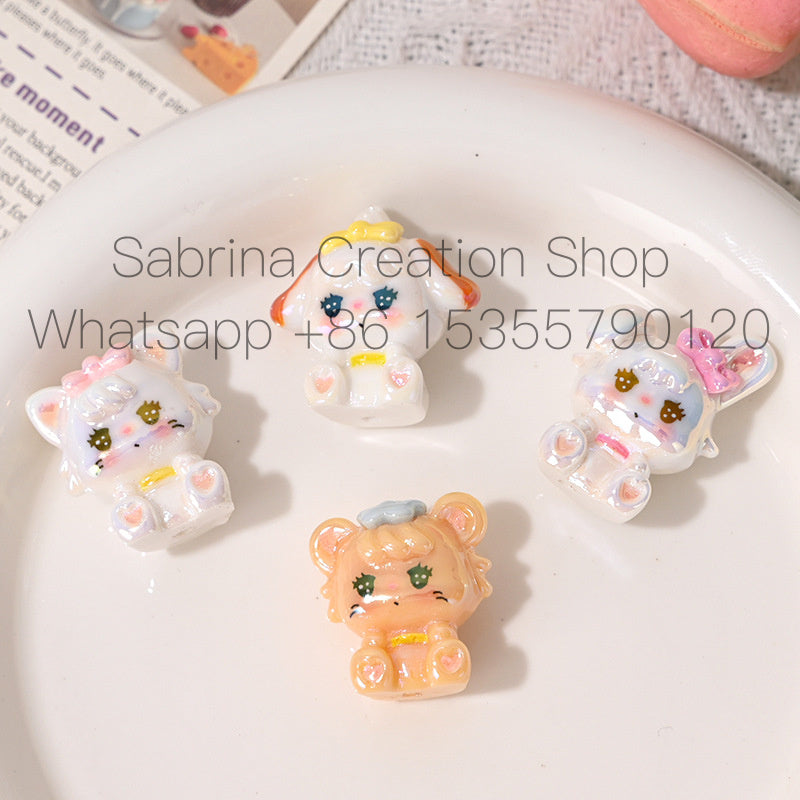 UV Plated Colorful 3D Strap Pants Cat DIY Phone Chain Accessories Beaded Pen Handmade Loose Beads Cute Wholesale