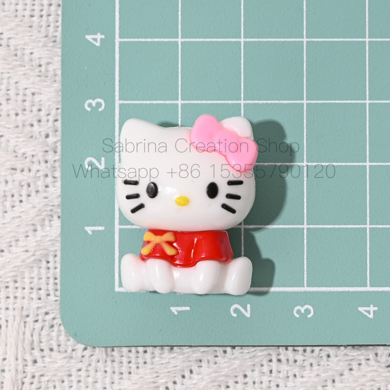 Sitting Posture Internet Celebrity Hello Kitty Cartoon Rubber Beads KT Cat Bowknot Hole Loose Beads DIY Phone Chain Accessories Wholesale