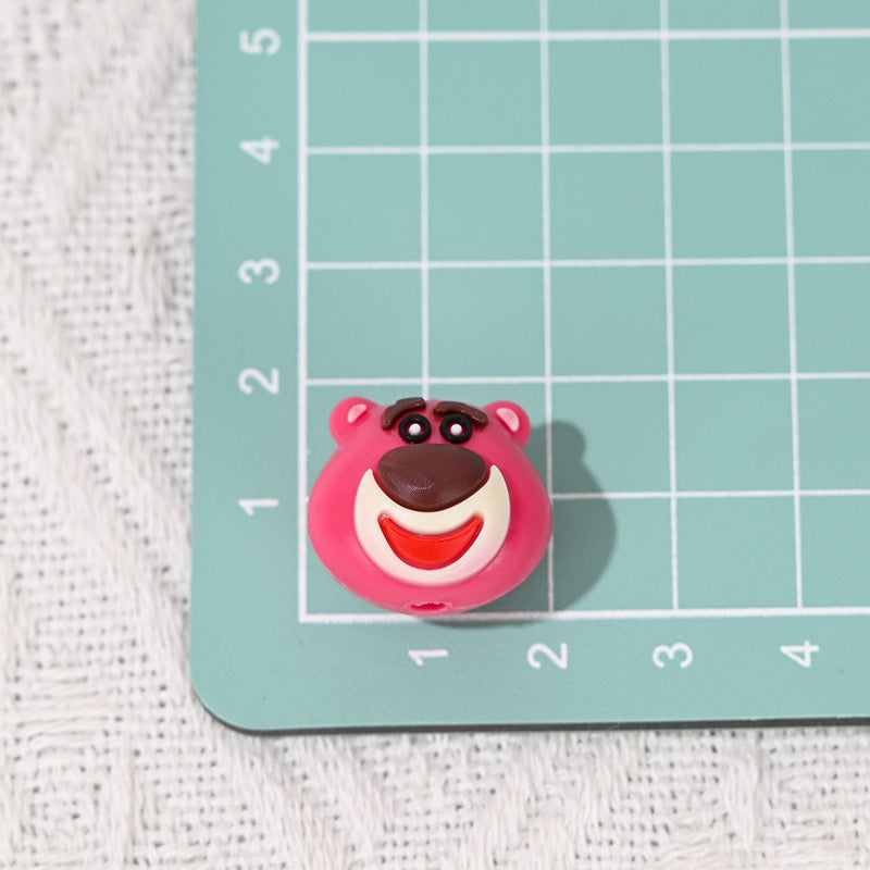 Perforated Cartoon Small Animal Soft Rubber Beads DIY Phone Chain Accessories Handmade Keychain Beads Pen Loose Beads