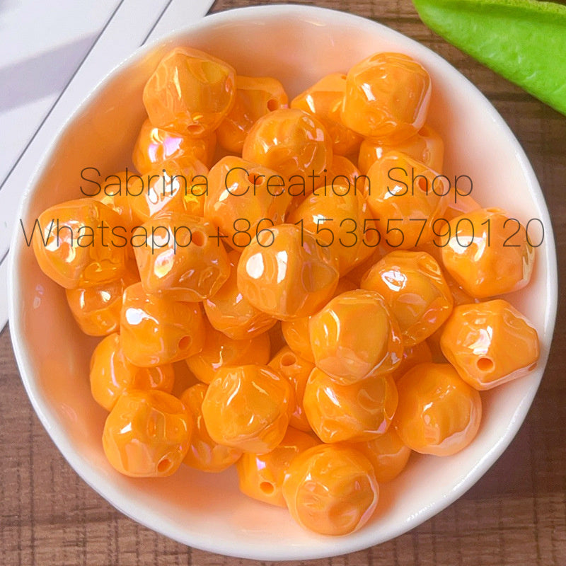 12mm Solid Color Plated AB Acrylic Fig Through Hole Loose Beads DIY Phone Chain Bracelet Handmade Beading Material Bulk