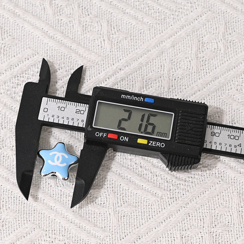 New Arrival CC Brand Double C Five-Pointed Star Hollow Beads UV Colored Double-Sided Printed DIY Mobile Phone Chain Accessories